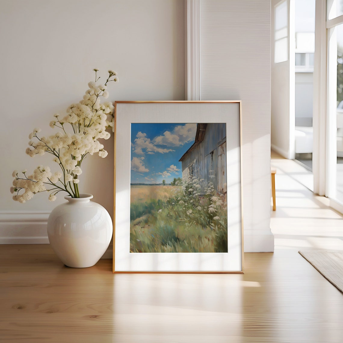 Weathered Barn Corner With Wildflowers And Golden Fields Poster - Image 2