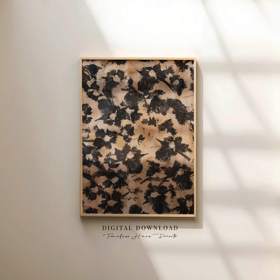 Neutral Abstract Floral Textile Pattern Art Print