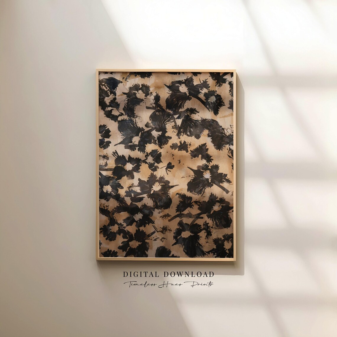 Neutral Abstract Floral Textile Pattern Art Print