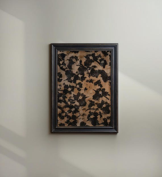 Neutral Abstract Floral Textile Pattern Japanese Botanical Wall Art Linen Texture Minimalist Decor Wabi Sabi