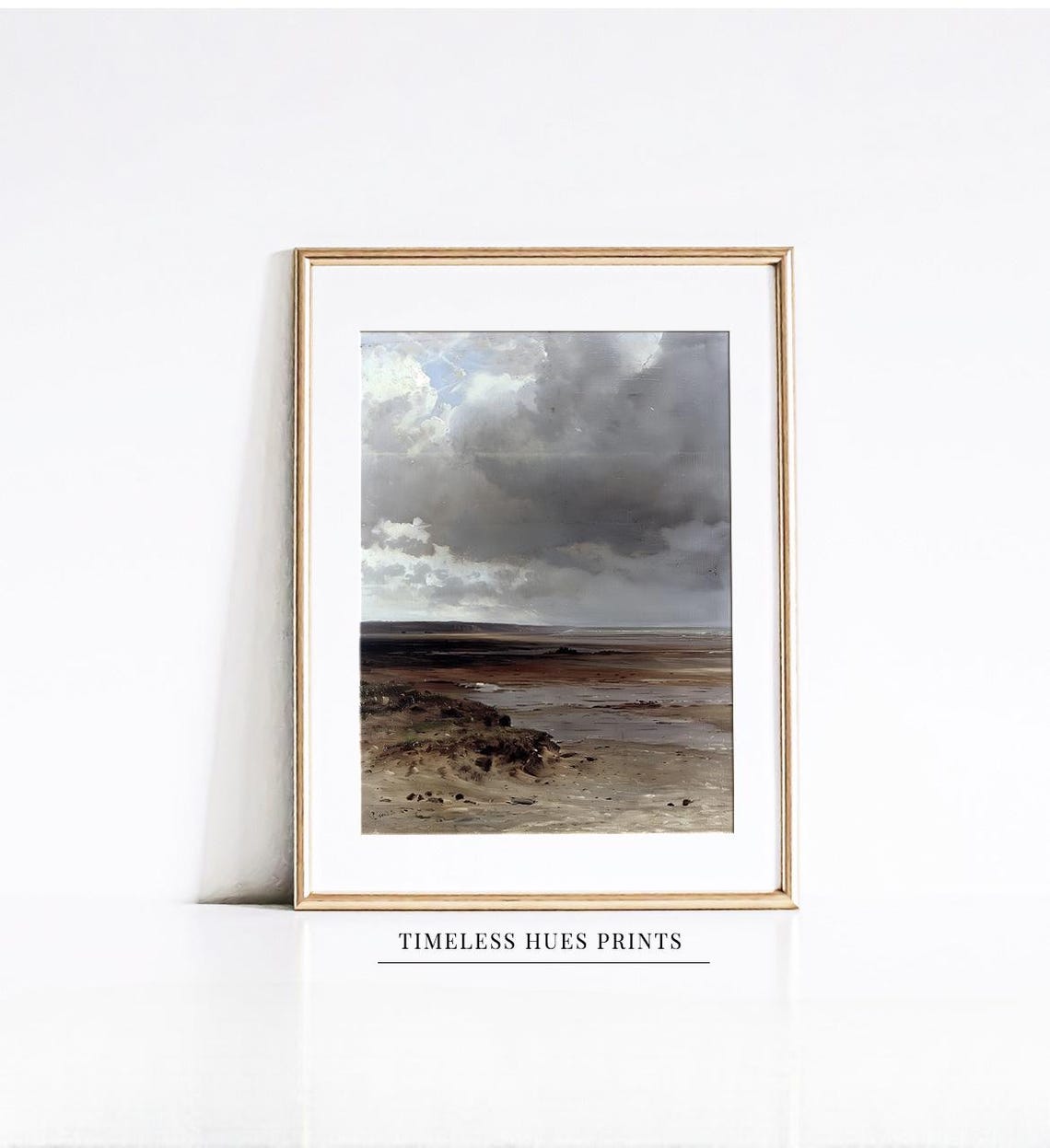 Dramatic Storm Clouds Over Moorland Shore Moody Landscape Poster