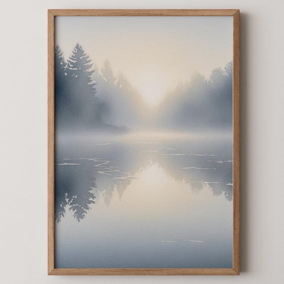 By The Lake Mist Fine Art Watercolor Print