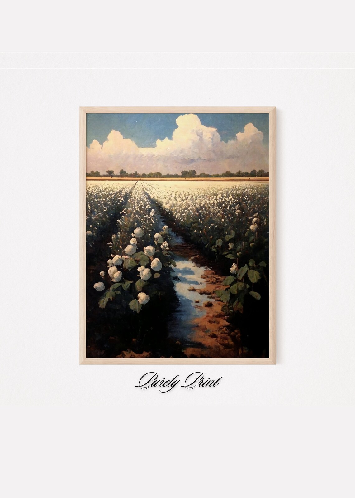 Cotton Field Painting, Vintage Farmhouse Art Print - Image 2