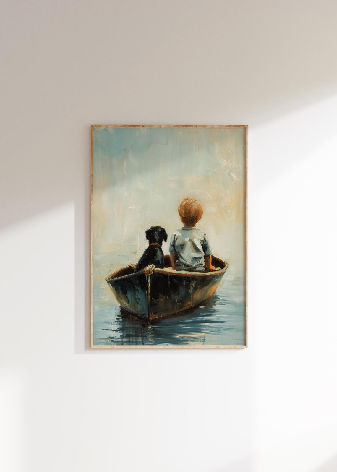 Vintage Boy and Dog on Boat Nursery Art Print - Image 2
