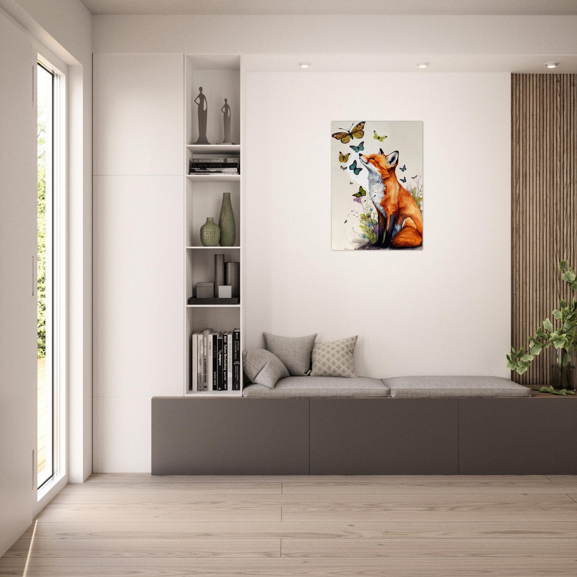 Fox With Butterflies As Watercolour Poster Print Brings Nature Into Your Home - Image 2