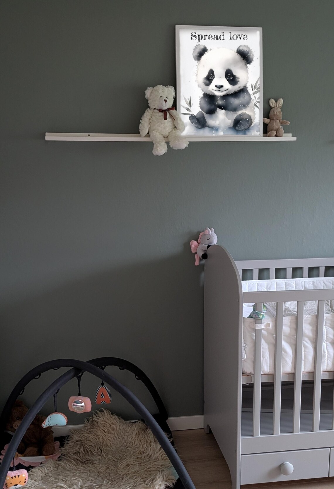 Spread Love Watercolor Baby Panda Nursery Kids Room Art Poster - Image 2