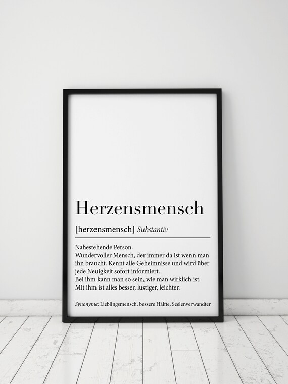 Herzensmensch Definition German Best Quote Friendship Poster