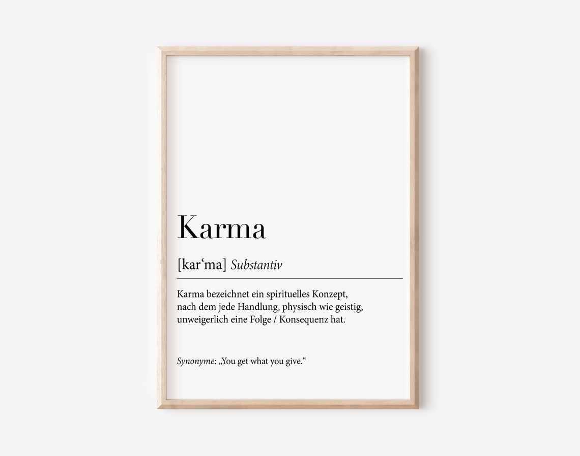 Karma Definition German Dictionary Quote Black Minimalist Poster - Image 3