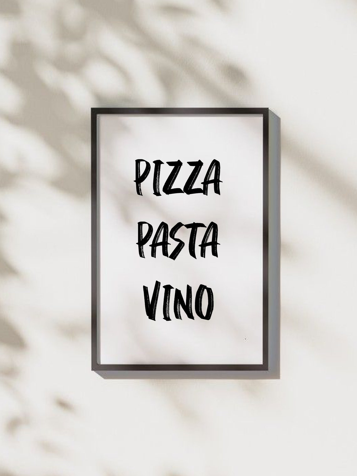 Pizza Pasta Vino Italian Food Brush Lettering Kitchen Poster - Image 3