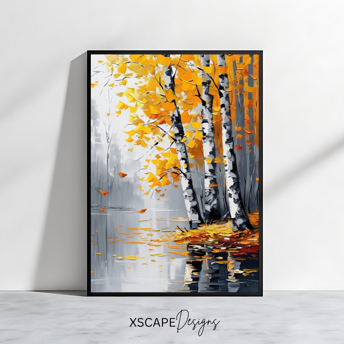 Autumn Trees Poster Print, Birch Forest Nature Scene
