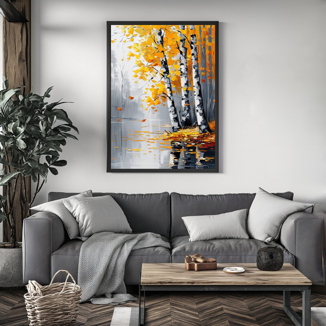 Autumn Trees Poster Print, Birch Forest Nature Scene - Image 4