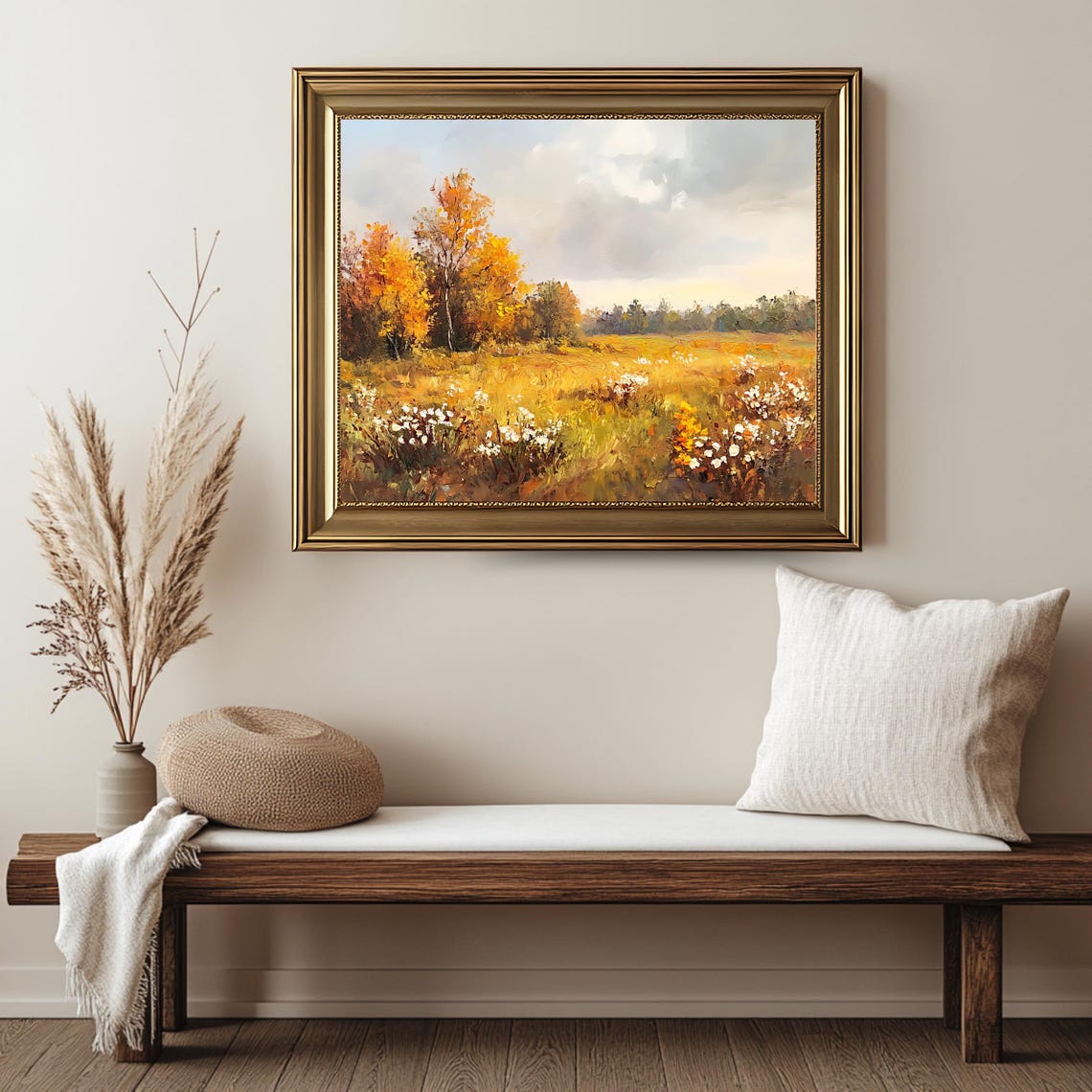Golden Autumn Meadow Vintage Rustic Countryside Fall View Poster - Image 2