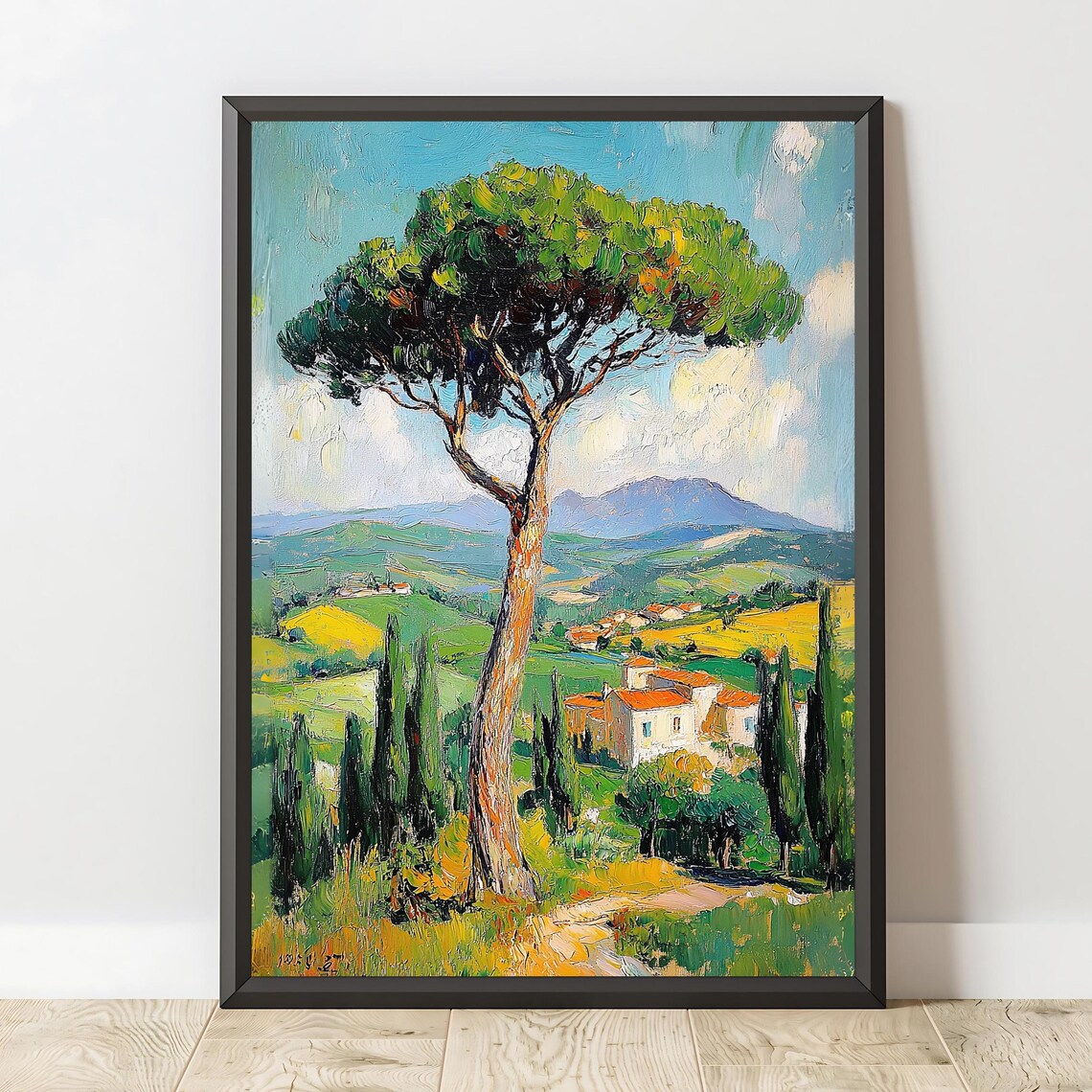 Tuscan Tree Art Print, Scenic Countryside Nature Decor - Image 2