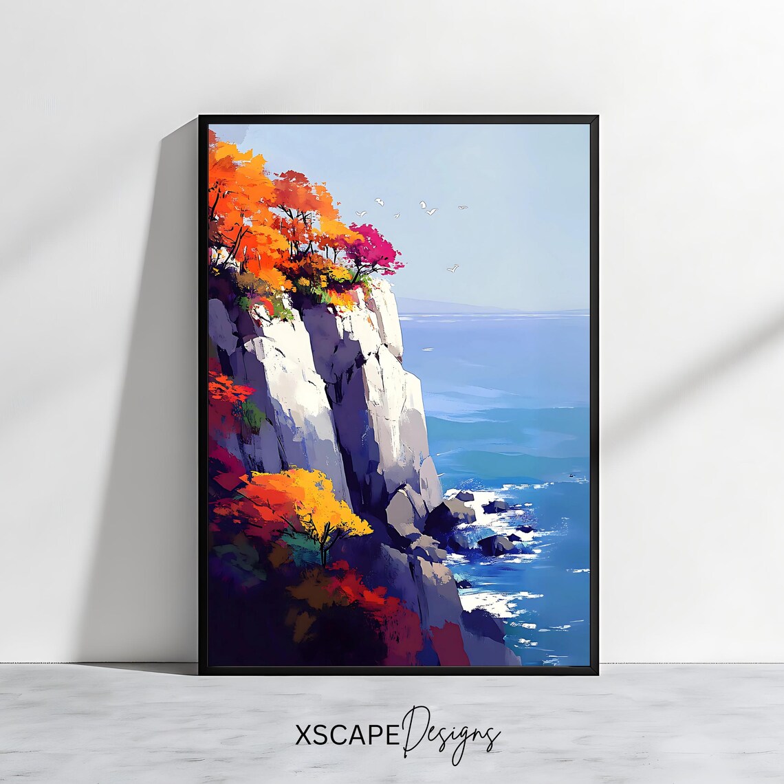 Cliffside Autumn Coastal Nature Wall Art Print