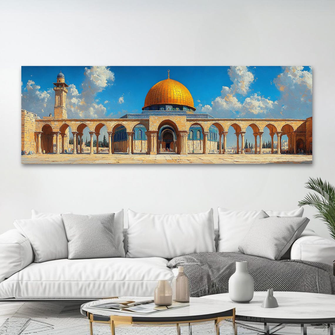 Masjed Al Aqsa Wall Art Long Horizontal Narrow Print Oversized Panoramic Islamic Architecture Artwork For Above Couch Or Bed - Image 4