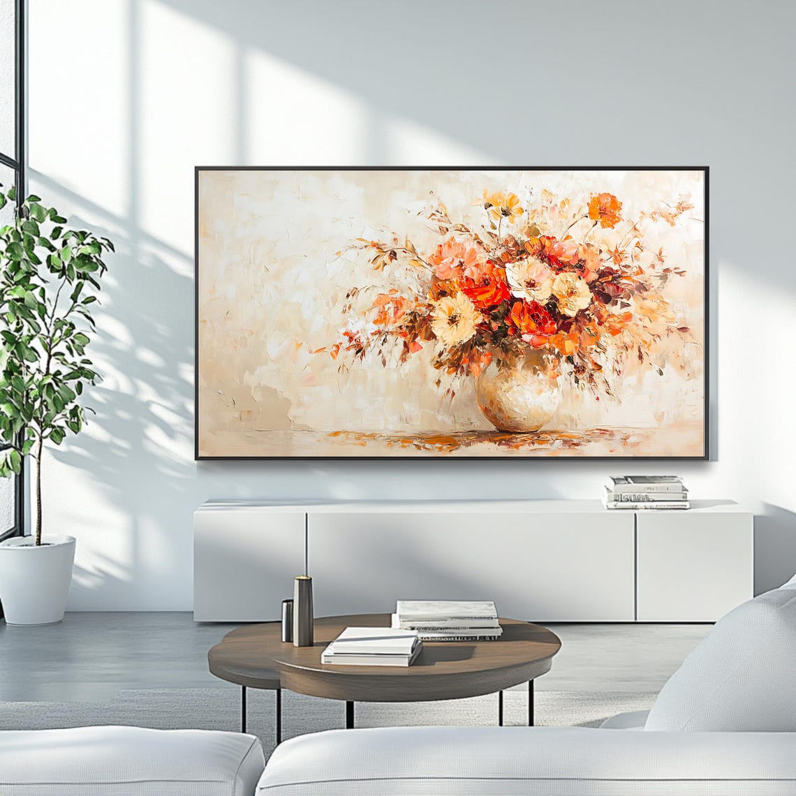 Cream Floral Bouquet Warm Neutral Elegant Vase Flower Art Poster - Image 4