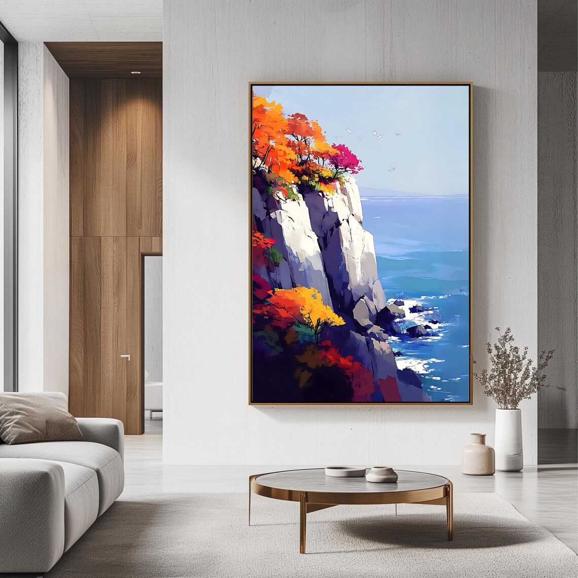 Cliffside Autumn Coastal Nature Wall Art Print - Image 3