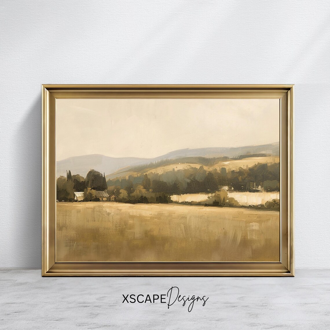 Antique Countryside Vintage Farm Landscape Art Print