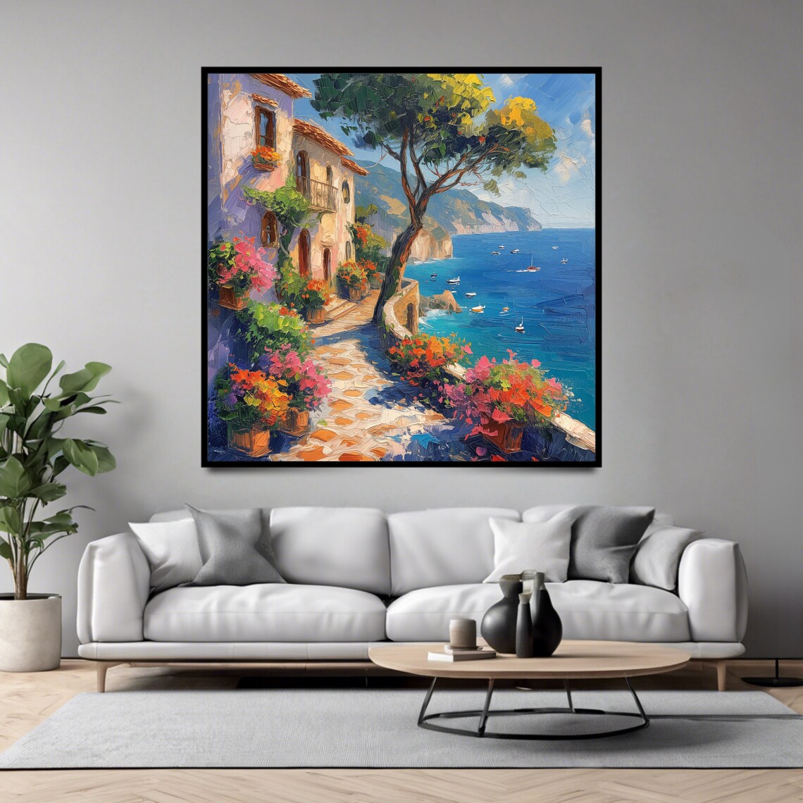 Scenic Mediterranean Seaside View, Coastal Art Print - Image 4