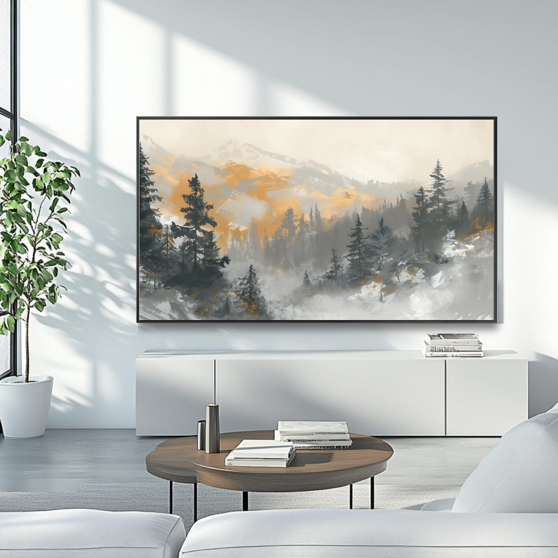 Moody Mountain Forest Foggy Pine Trees Landscape Travel Poster - Image 4