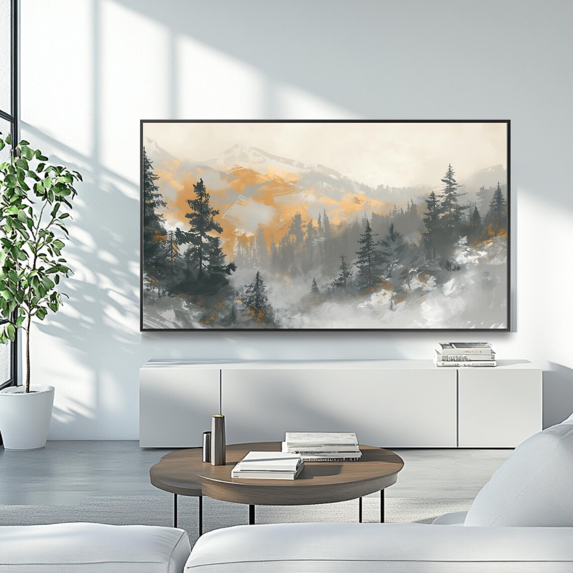 Moody Mountain Forest Frame Tv Art Nature Landscape Rustic Wall Art For Frame Tv - Image 4