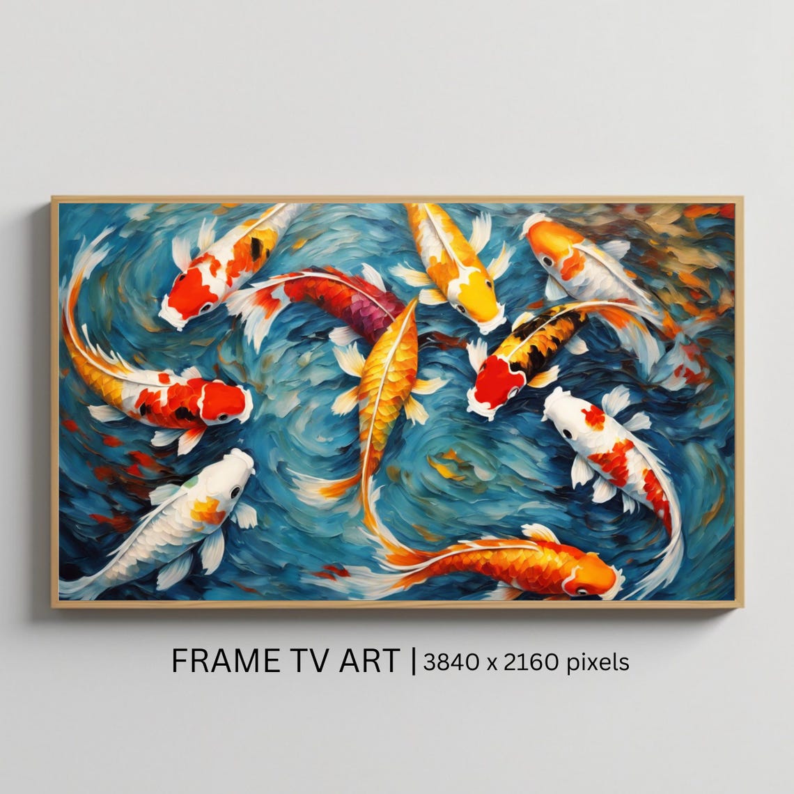 Colorful Koi Fish Swimming In A Vibrant Aquatic Design Artwork For Frame Tvs And Roku Tv Backgrounds