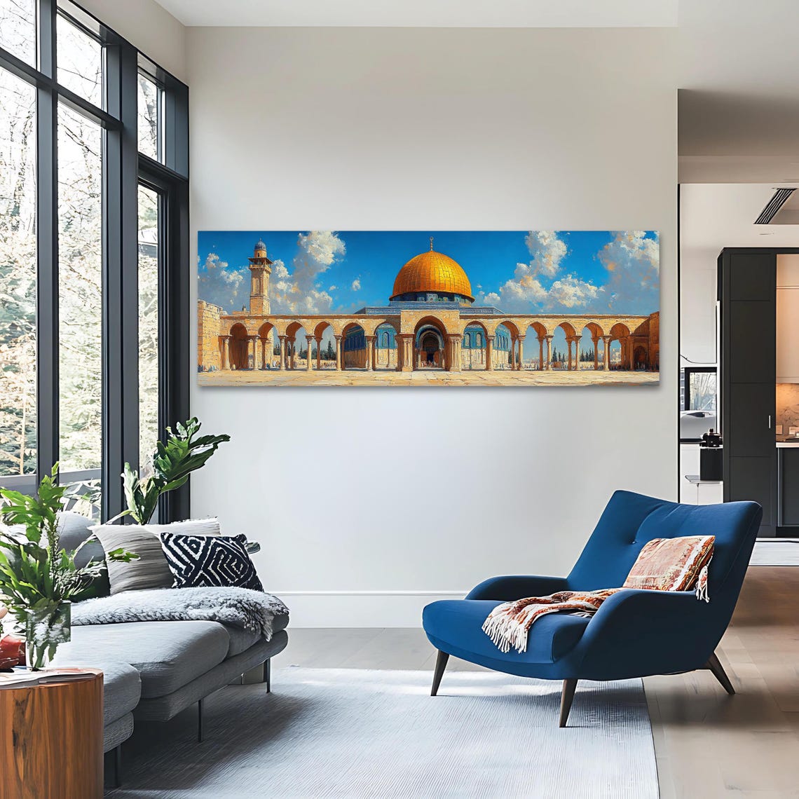 Masjed Al Aqsa Wall Art Long Horizontal Narrow Print Oversized Panoramic Islamic Architecture Artwork For Above Couch Or Bed - Image 3