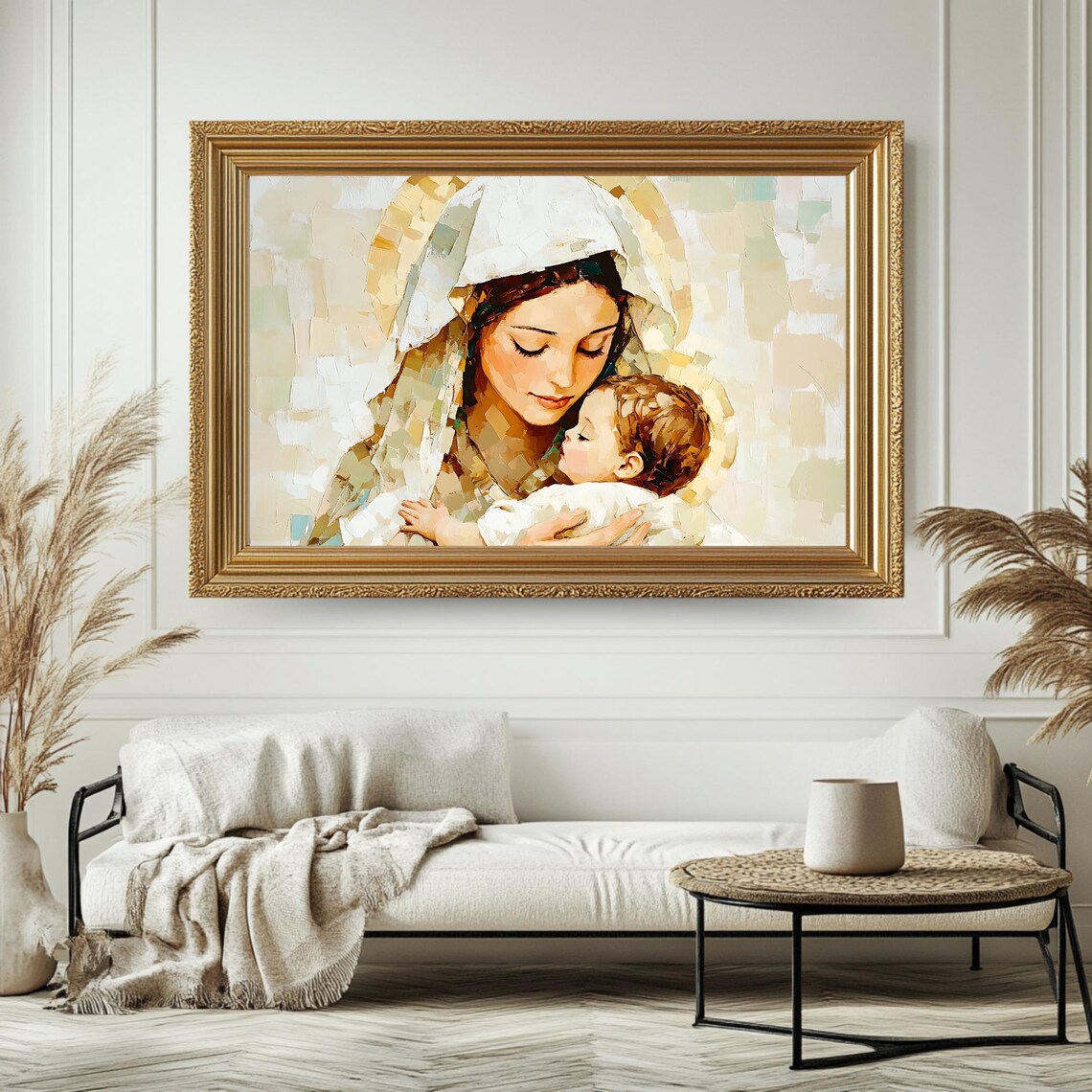Blessed Virgin Mary and Baby Jesus Vintage Art Print - Image 4