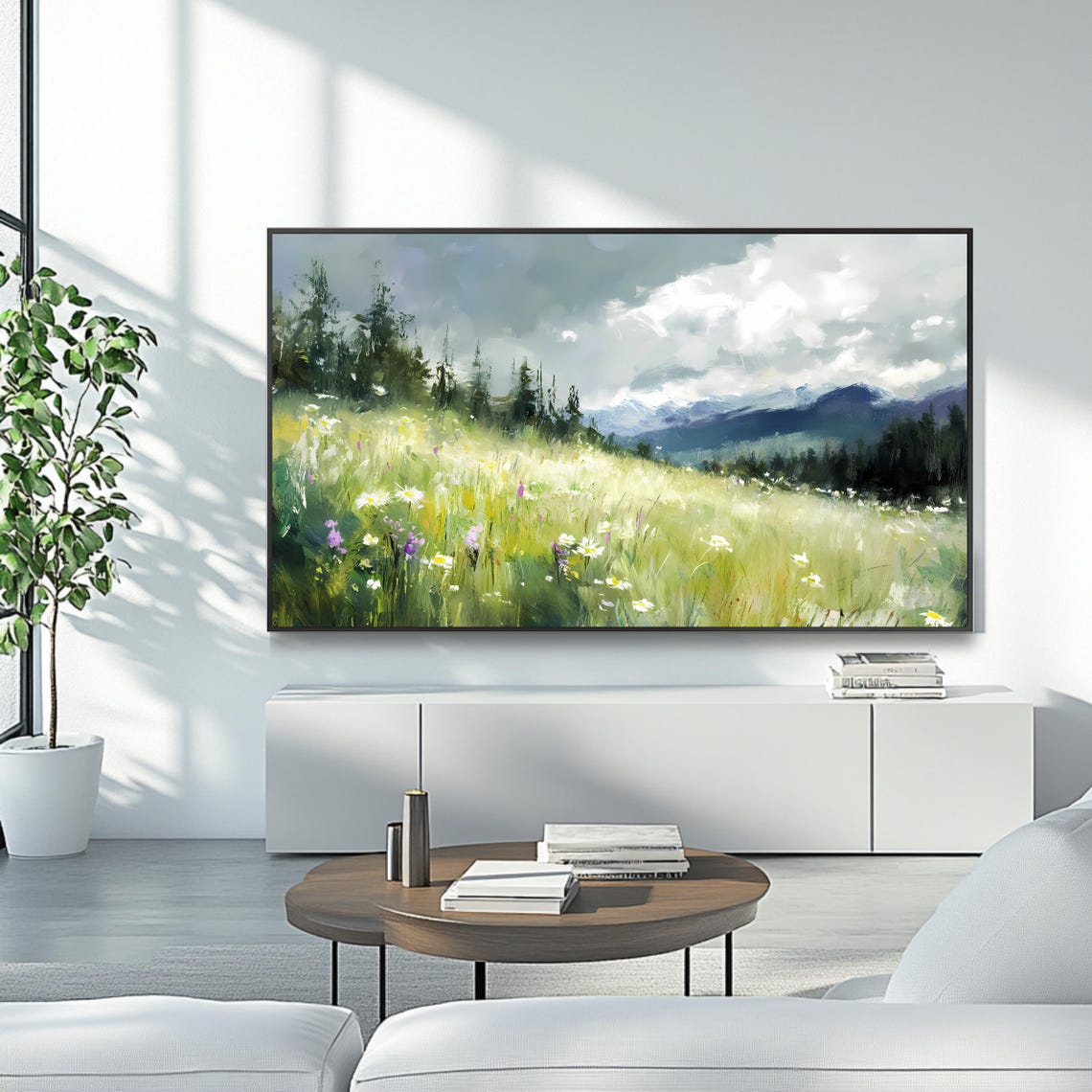 Mountain Meadow Art Frame Tv Roku Screensaver Scenic Landscape Painting - Image 4