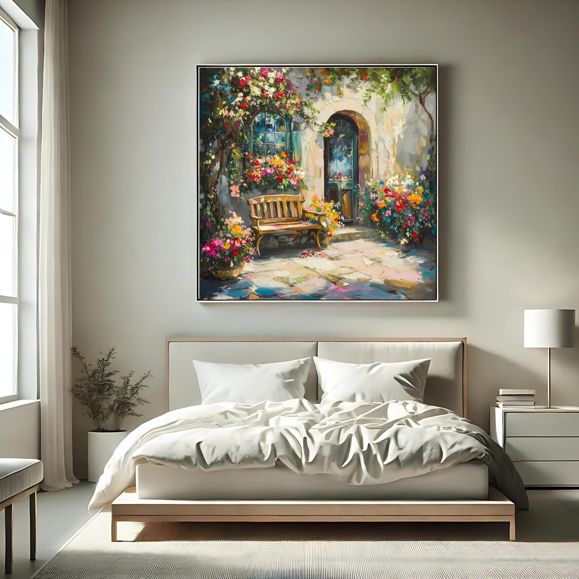 Mediterranean Courtyard Art Print, Modern Rustic - Image 2