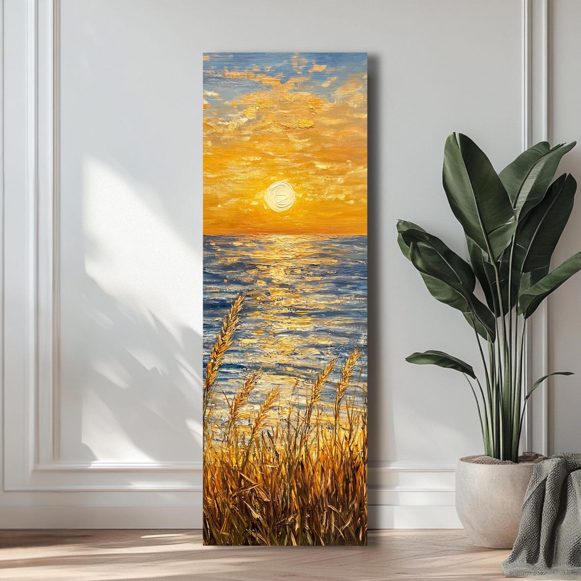 Tall Vertical Beach Sunset Ocean Waves Golden Grasses Coastal Poster - Image 3