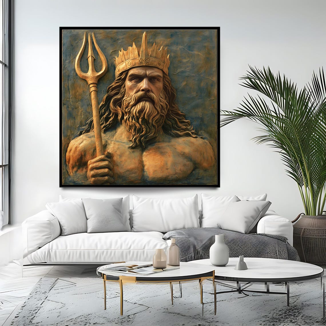 Poseidon Greek Sea God Trident Crown Dramatic Statue Art Wall Poster - Image 4