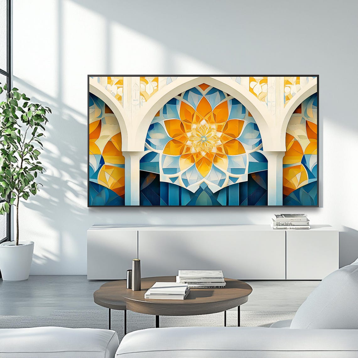 Islamic Geometric Arch Mosaic Blue Gold Mosque Art Deco Wall Poster - Image 4