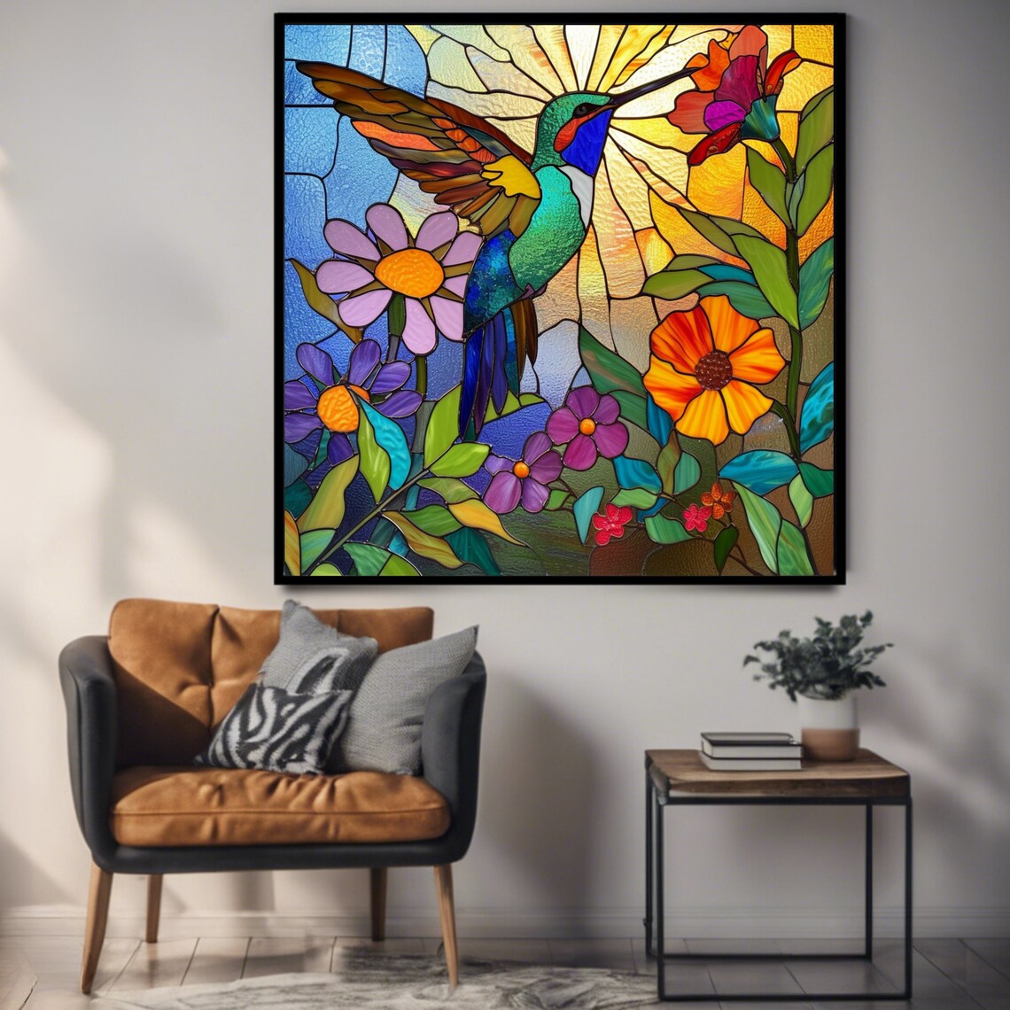 Hummingbird Floral Wall Art Print, Botanical Poster - Image 3