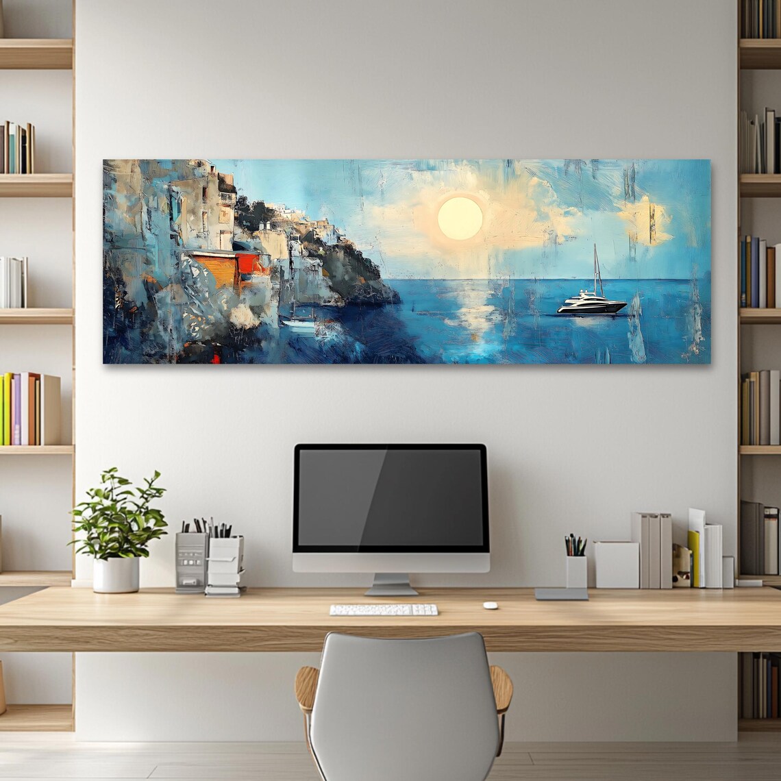 Mediterranean Coast Art Print, Panoramic Seascape - Image 2