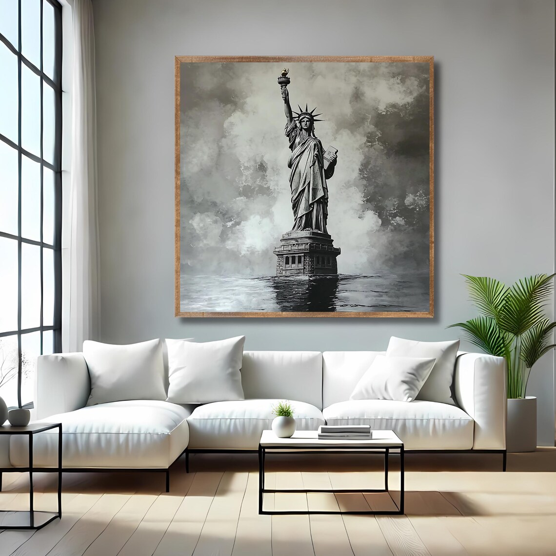 Statue Of Liberty Monochrome NYC Landmark Torch Black And White Poster - Image 4