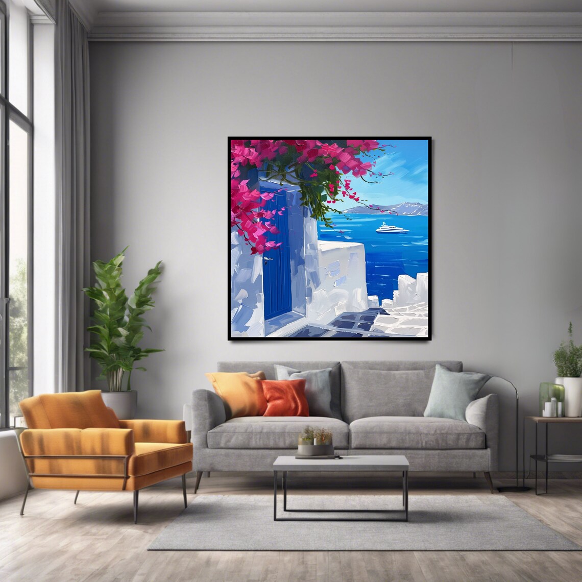 Santorini Greece Coastal Art Print, Mediterranean Decor - Image 2