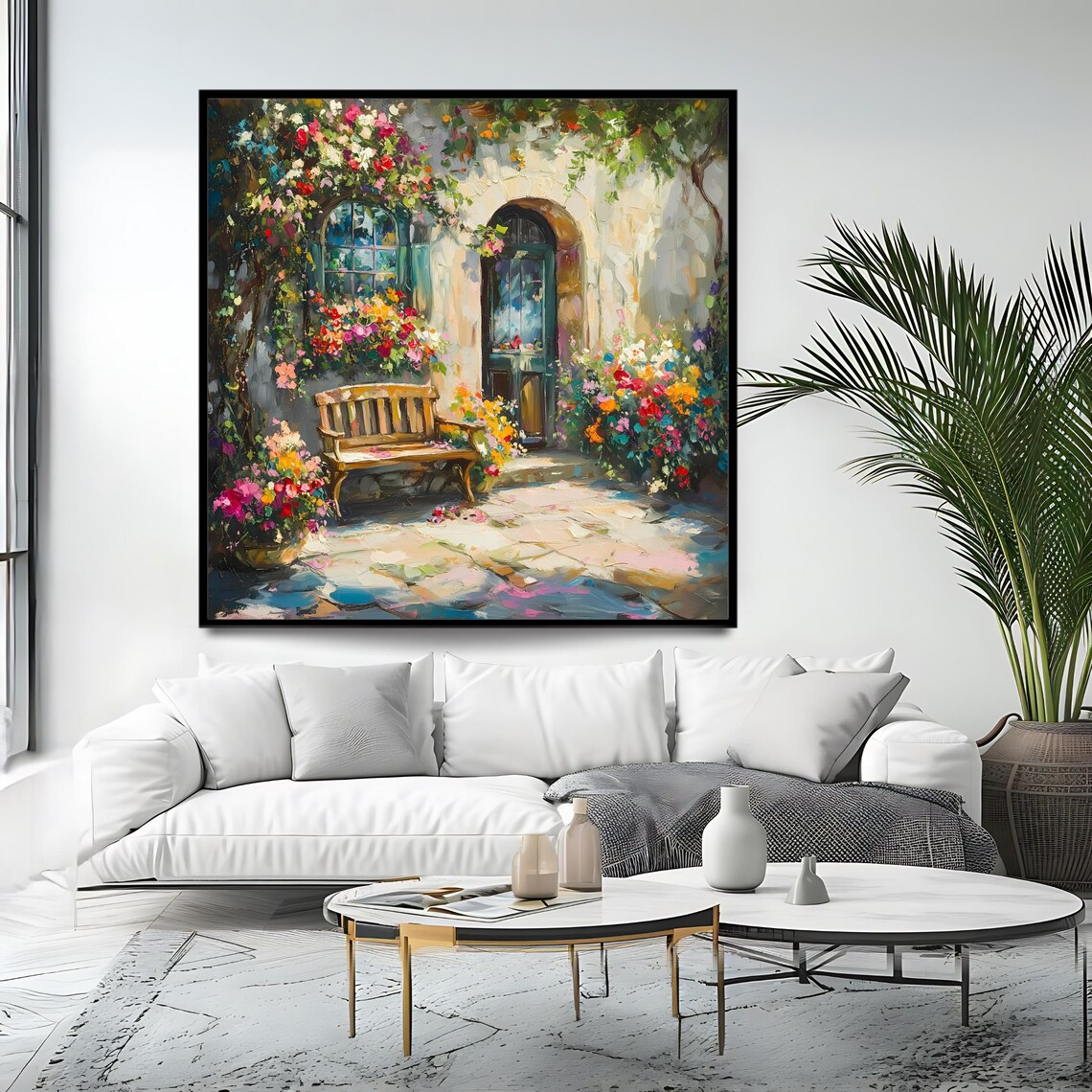 Mediterranean Courtyard Art Print, Modern Rustic - Image 4