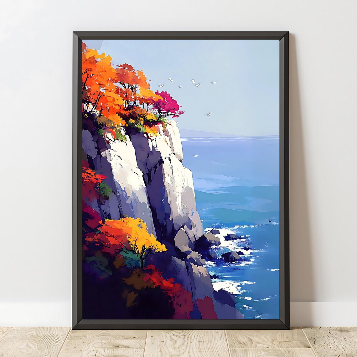 Cliffside Autumn Coastal Nature Wall Art Print - Image 2