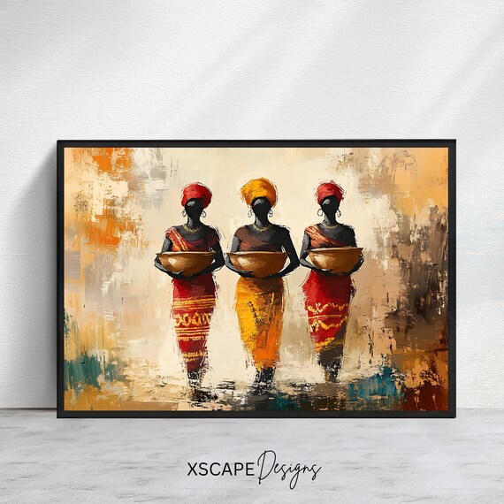 African Women Art Tribal Wall Art Print Abstract Cultural Artwork Ethnic Wall Decor