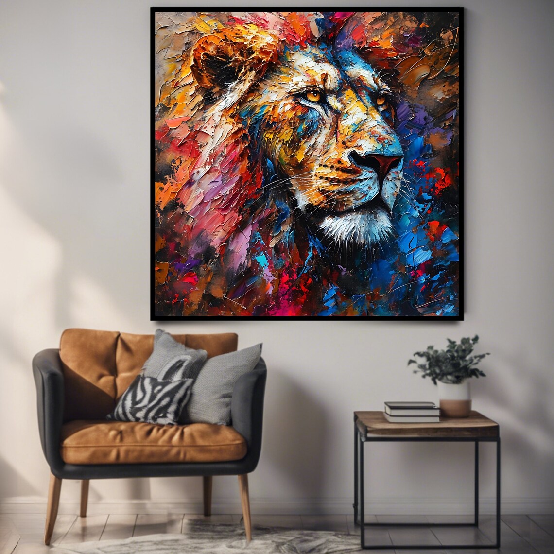 Lion Wildlife Art Print, Bold Animal Decor - Image 3