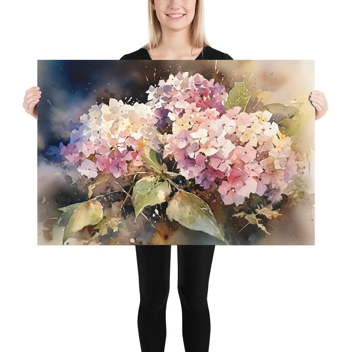 Hydrangea Watercolor Pink Botanical Art Print - Image 3