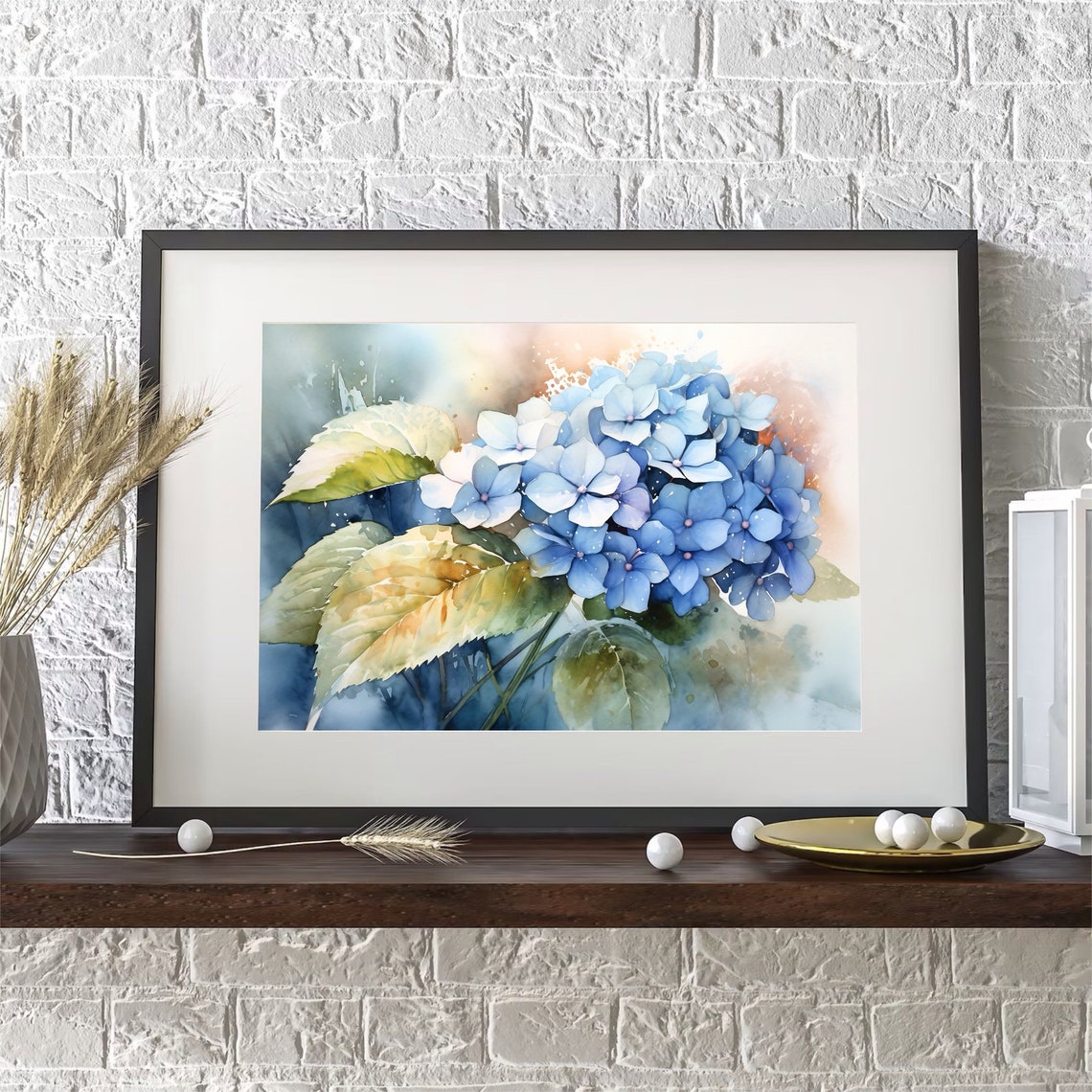 Hydrangea Watercolor Art Print, Botanical Wall Art - Image 2