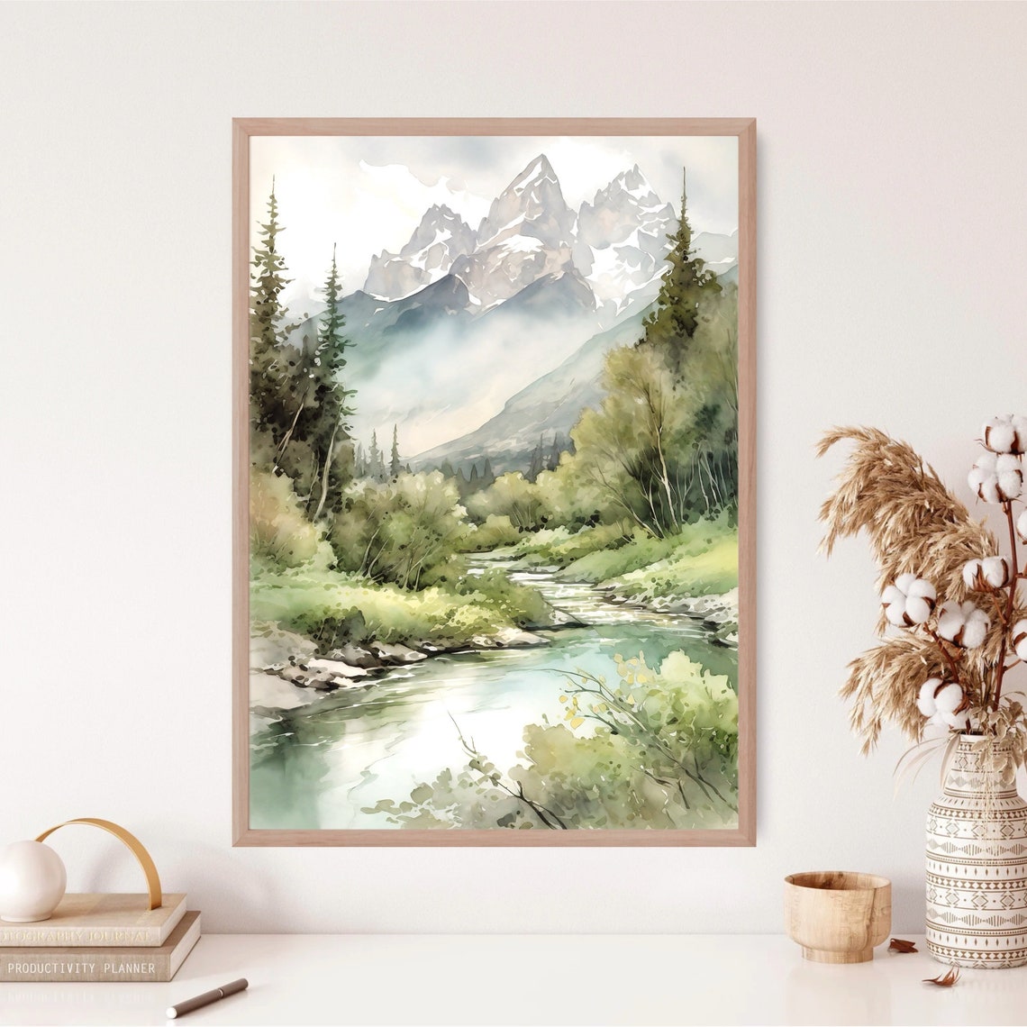 Mountain River Watercolor Art Print - Image 3