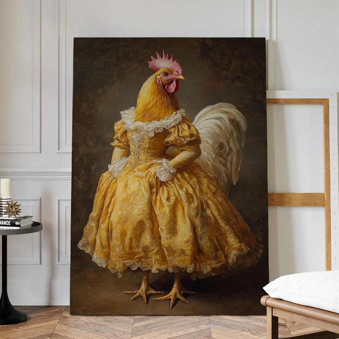 Regal Chicken in Victorian Dress, Farmhouse Art Print