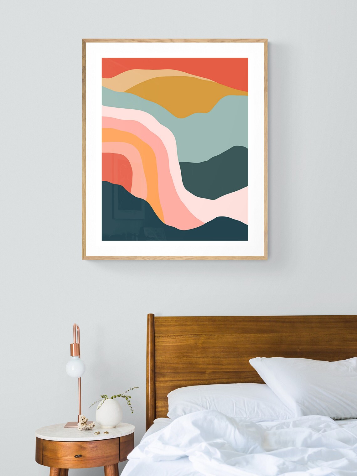 Abstract Mountain Print, Minimal Boho Landscape