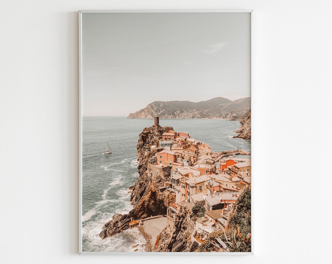 Cinque Terre Vernazza Pastel Travel Poster