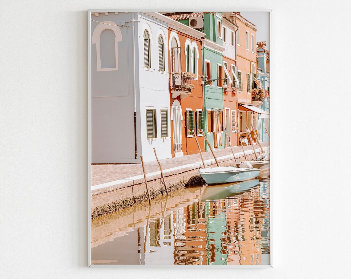 Burano Italy Travel Poster, Pastel Venice Print