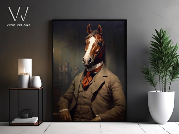 Victorian Horse Portrait Gothic Wall Art Renaissance Painting Vintage Animal Portrait Poster Artwork Unframed Art 1074