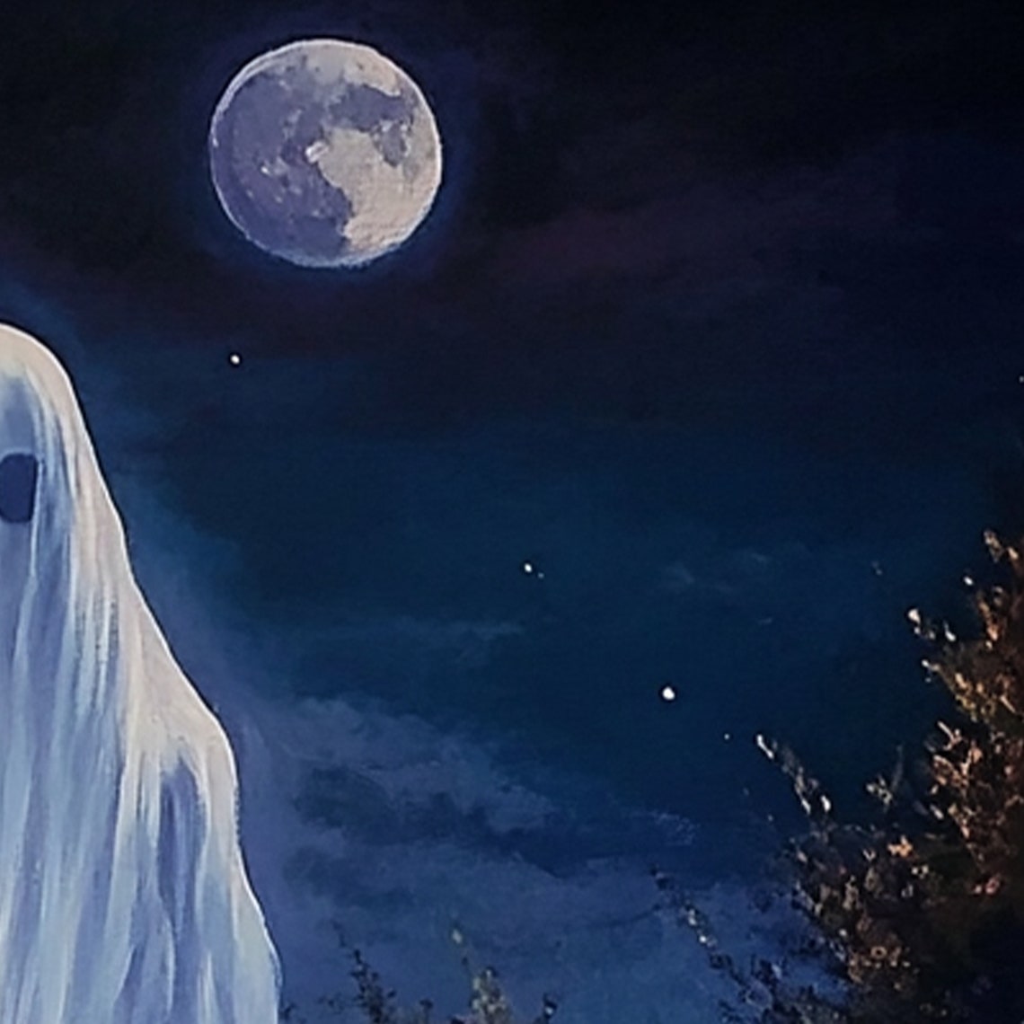 Ghost Floating Over A Lavender Field Poster Full Moon Halloween Night - Image 2